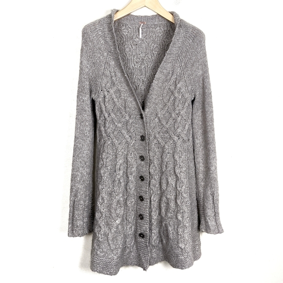 Free People Dresses & Skirts - Free People Cable Knit Cardigan Sweater Dress